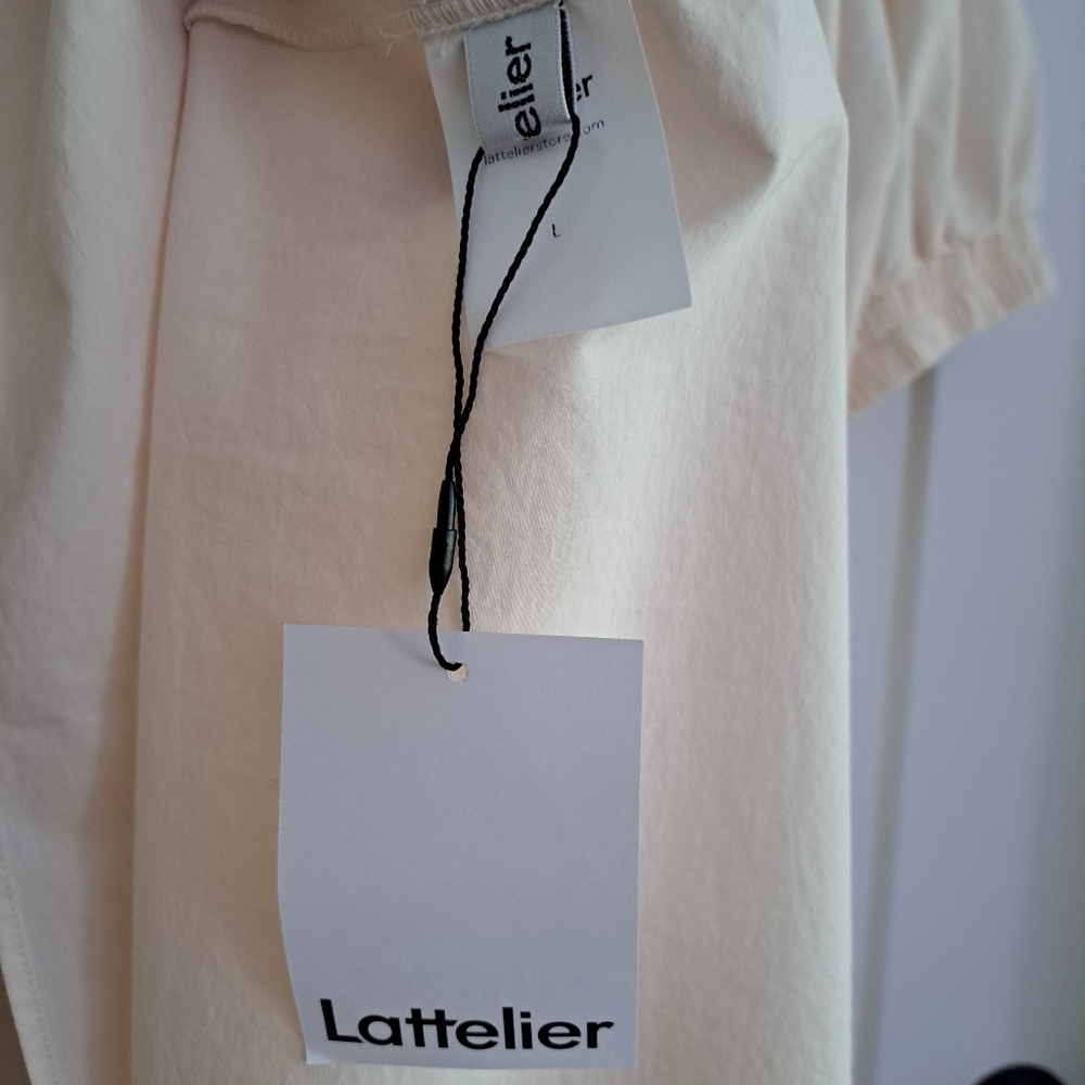 LATTELIER. NWT Maxi Dress With Elastic Neck (Cream) - Picture 8 of 10